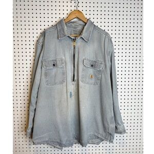 Carhartt | Hickory‎ Stripe Logger Shirt, Zip Front, Long Sleeve Sz. XXL